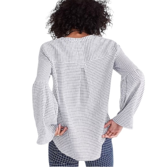 Madewell🦎Bell Sleeve Windowpane Button Down 🌵 - Picture 2 of 6